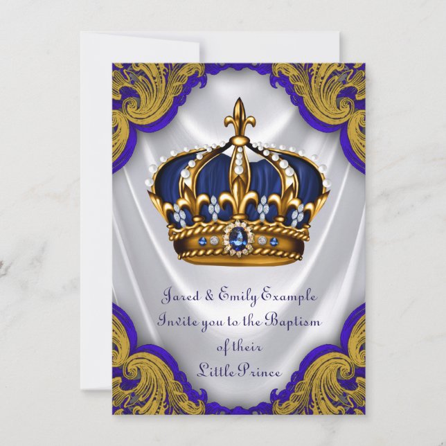 Invitation Satin de remous d'or de bleu royal de prince (Devant)
