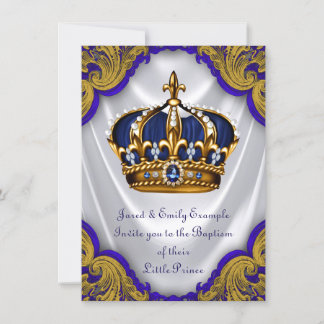 Invitation Satin de remous d'or de bleu royal de prince