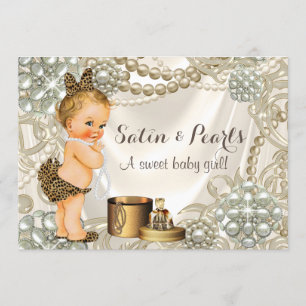 Invitation Satin Pearl Girly Baby Girl Douche