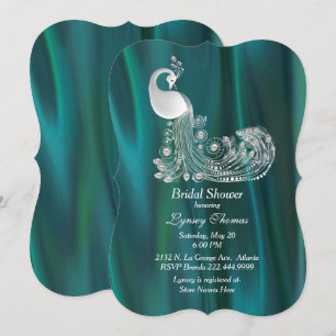 Invitation Satin turquoise avec la Fête de la mariée blanche