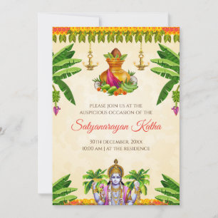 Invitation Satyanarayan pour la cérémonie indienne