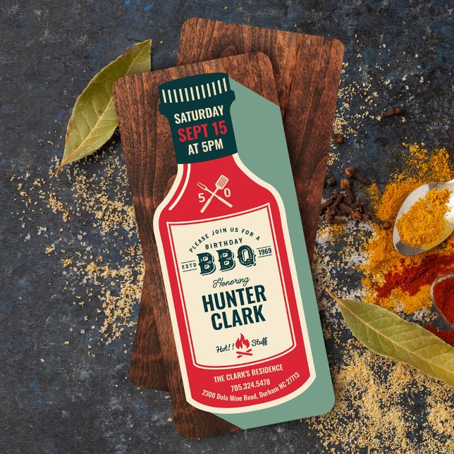 Invitation Sauce barbecue vintage rétro Bouteille Anniversair (Créateur téléchargé)