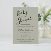 Sauge Verte Baby Shower Moderne Minimaliste Écritu