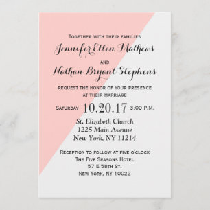Invitation Saumon clair rose et gris deux tons
