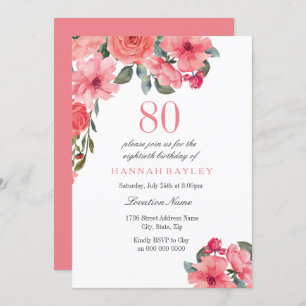 Invitation Saumon Pink & Peach Tropical 80e anniversaire Invi