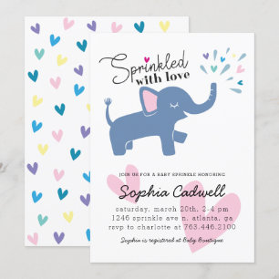Invitation Saupoudrage de bébé éléphant