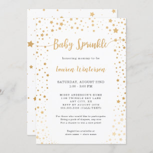 Invitation Saupoudrage de bébé White and Gold Star