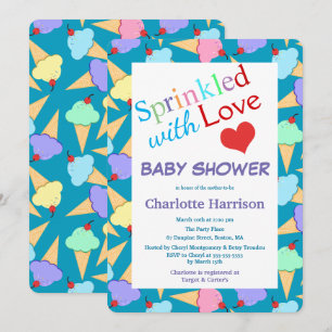 Invitation Saupoudré de Baby shower de cônes de crème glacée 