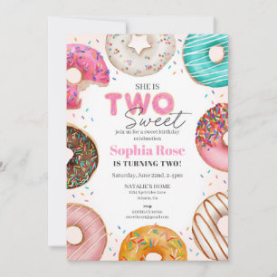 Invitation Saupoudré de Donut deux douces fête d'anniversaire
