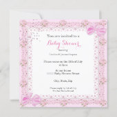 Invitation Saupoudrer Baby shower fille floral rose parapluie (Dos)