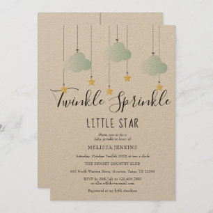 Invitation Saupoudrer Baby shower Rustique Boho Twinkle