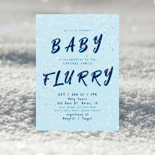 Invitation Saupoudrer bébé hiver Flûte à neige bleue