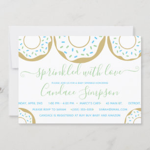 Invitation Saupoudrer de beignets d'amour Bébé Parsemer Bleu