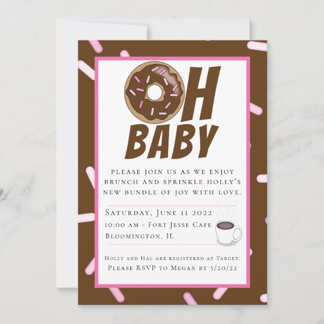 Invitation Saupoudrer de chocolat Baby shower Brunch Invitati (Devant)