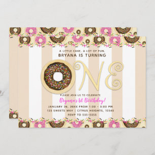 Invitation Saupoudrer de crème Brown Donuts UN 1er anniversai