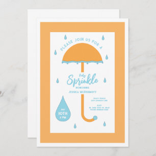 Invitation Saupoudrer Douche Parapluie mignon   Orange & Bleu