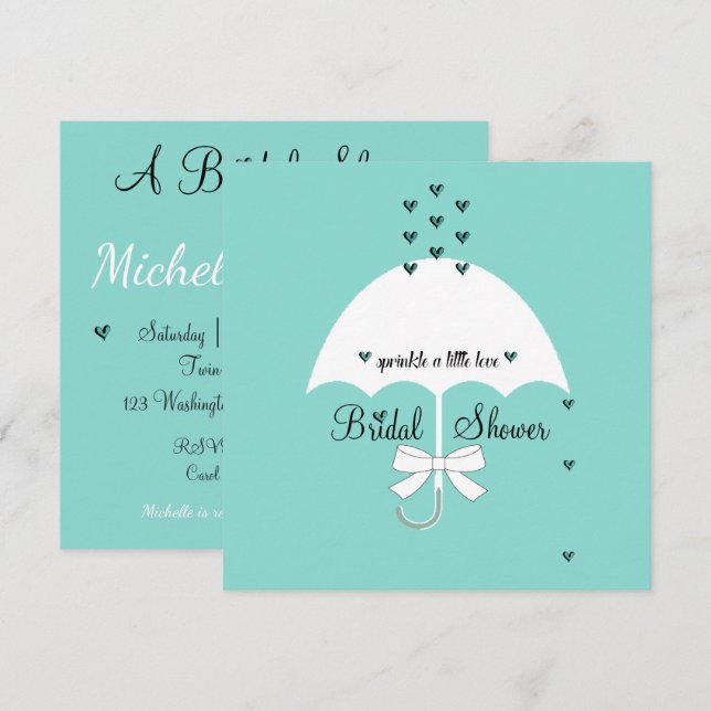 Invitation Saupoudrer l'amour Turquoise Blue Party Douche (Devant / Derrière)