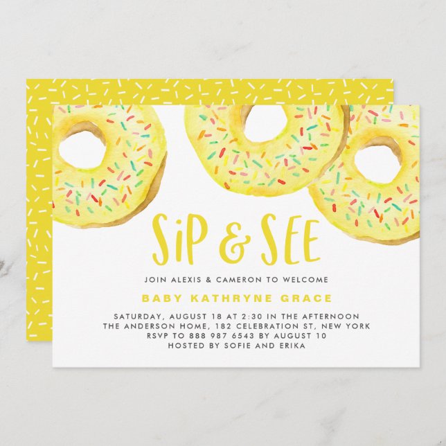 Invitation Saupoudrer le Baby shower et voir (Devant / Derrière)