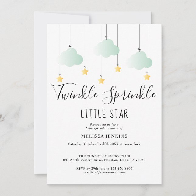Invitation Saupoudrer Neutre Tout En Un Baby shower (Devant)