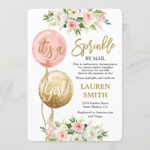 Invitation Saupoudrer par Mail ballons rose fille baby shower