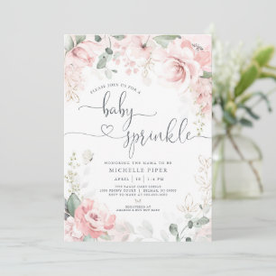 Invitation Saupoudrer rose floral, Aquarelle Peony Baby