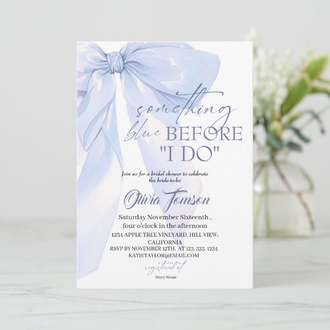 Invitation Saut bleu Something Blue Before I DO Baby Shower (Debout devant)