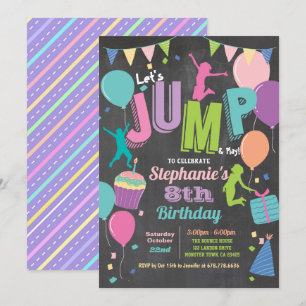 Invitation Saute la fête d'anniversaire. Tableau de bord de t