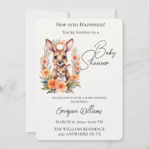Invitation Sauter dans le bonheur mignon Baby shower Kangaroo