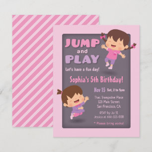 Invitation Sauter et Jouer Filles Mignonnes Trampoline Fête d