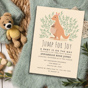 Invitation Sauter Pour Joy Cute Kangaroo Baby shower