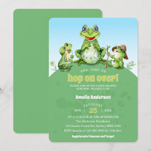 Invitation Sauter sur le Baby shower de grenouille à l'aquare