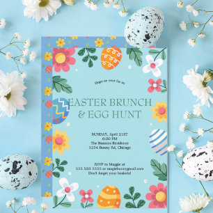 Invitation Sauter sur Pâques Brunch Chasse aux Oeufs Bunny Fl