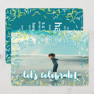 Invitation Sauterelles turquoise   Photo personnalisée Fête d