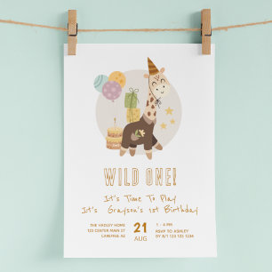 Invitation Sauvage Boho Girafe Garçon 1er Anniversaire