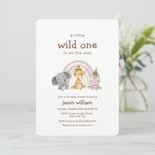 Invitation Sauvage Boho Safari Animaux Fête de Naissance