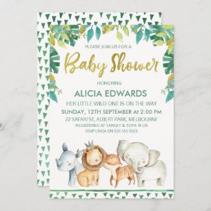 Invitation sauvage de baby shower de safari de