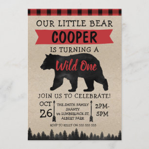 Invitation sauvage de fête d'anniversaire d'ours