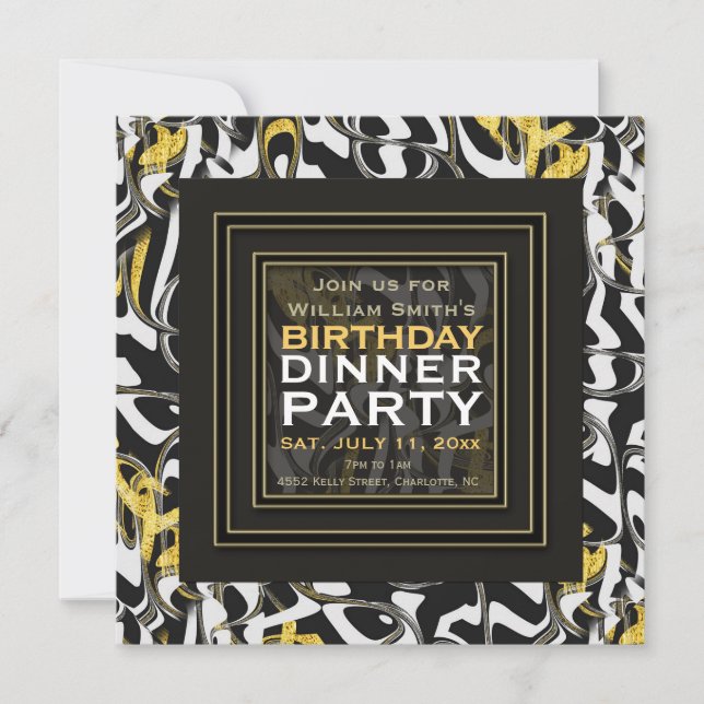 Invitation Sauvage! Design Or Noir Blanc pour Soirée de Gala (Devant)