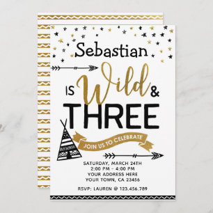 Invitation sauvage et de trois anniversaires