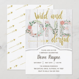 Invitation Sauvage et impeccable, premier anniversaire, fille