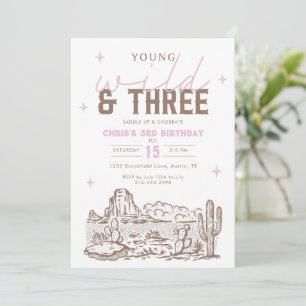 Invitation Sauvage et Trois Cowgirl 3e Anniversaire Far West
