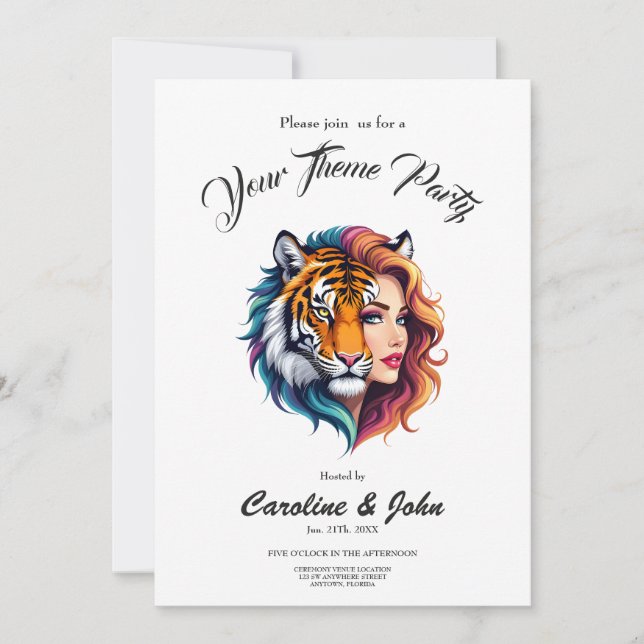Invitation Sauvage intérieur – Déesse de l'esprit du tigre. (Devant)