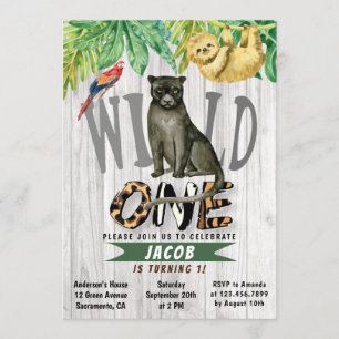 Invitation Sauvage One Watercolor Safari Panther 1er annivers