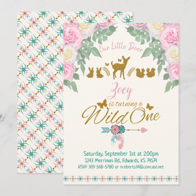 Invitation Sauvage - premier anniversaire (Devant / Derrière)