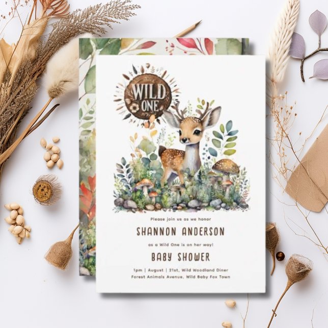 Invitation Sauvage Un Bébé Cerf Bois Animaux Rustiques (Créateur téléchargé)