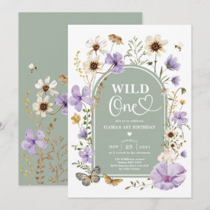 Invitation Sauvageon : Fête d'anniversaire Fleur sauvage Mauv