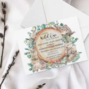 Invitation Sauvageon Fête de Bébé Australienne Animaux Mignon
