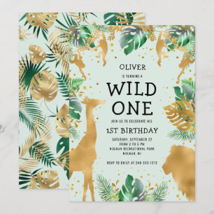Invitation Sauvageon Safari Jungle Vert Or 1er Anniversaire