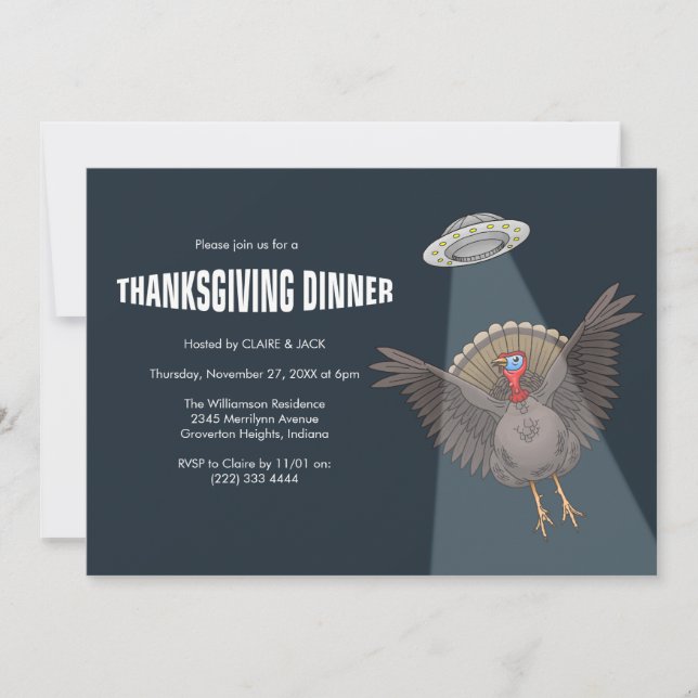 Invitation Sauvé par des Aliens avant le dîner de Thanksgivin (Devant)