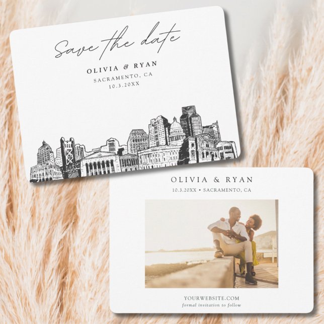 Invitation Sauvegarde de la date de mariage à Sacramento  (Sacramento Wedding Save the Date)